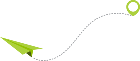 papier avion avec à pois trace et carte aiguille épingle png