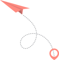 papier avion avec à pois trace et carte aiguille épingle png