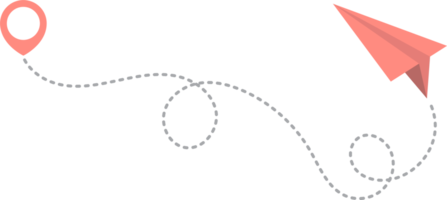 papper flygplan med prickad spår och Karta pekare stift png