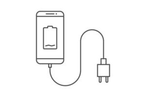 teléfono inteligente cargador adaptador línea icono firmar símbolo vector, teléfono inteligente, eléctrico enchufe, adaptador, bajo batería notificación vector