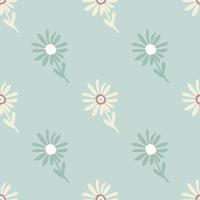 Decorative simple chamomile flower seamless pattern. Simple floral endless background. vector