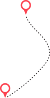 Route Symbol zwischen zwei Punkte mit gepunktet Pfad und Ort Stift png