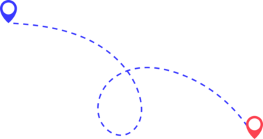 rota ícone entre dois pontos com pontilhado caminho e localização PIN png