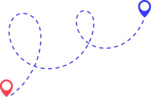 route icône entre deux points avec à pois chemin et emplacement épingle png