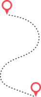 Route Symbol zwischen zwei Punkte mit gepunktet Pfad und Ort Stift png