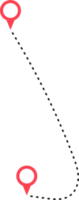 route icoon tussen twee points met stippel pad en plaats pin png