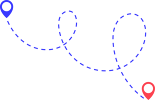 route icône entre deux points avec à pois chemin et emplacement épingle png