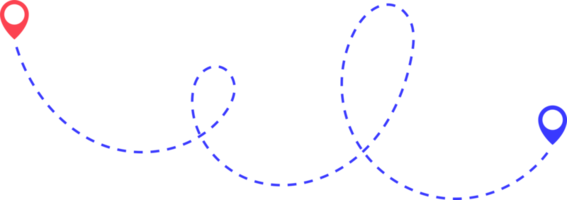 route icône entre deux points avec à pois chemin et emplacement épingle png