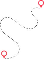 route icoon tussen twee points met stippel pad en plaats pin png