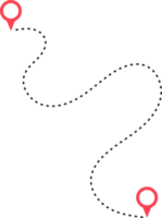 route icoon tussen twee points met stippel pad en plaats pin png