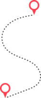 route icône entre deux points avec à pois chemin et emplacement épingle png