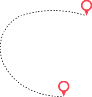 route icône entre deux points avec à pois chemin et emplacement épingle png