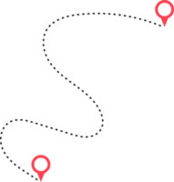 route icône entre deux points avec à pois chemin et emplacement épingle png