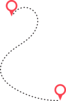 route icône entre deux points avec à pois chemin et emplacement épingle png