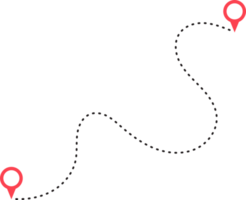 route icoon tussen twee points met stippel pad en plaats pin png