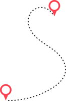 route icoon tussen twee points met stippel pad en plaats pin png