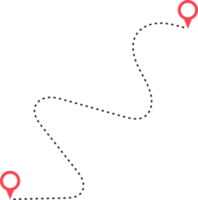 route icoon tussen twee points met stippel pad en plaats pin png