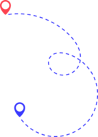 Route icon between two points with dotted path and location pin png