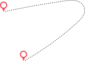 Route Symbol zwischen zwei Punkte mit gepunktet Pfad und Ort Stift png