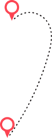 route icône entre deux points avec à pois chemin et emplacement épingle png