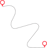 route icône entre deux points avec à pois chemin et emplacement épingle png