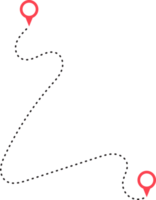 route icône entre deux points avec à pois chemin et emplacement épingle png