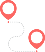 Route icon with pointer pin and dotted path png