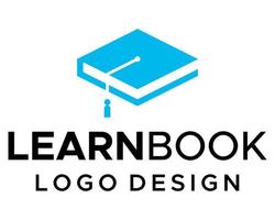 académico gorra símbolo y libro logo diseño. vector