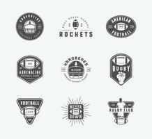 Set of vintage rugby and american football labels, emblems and logo. vector