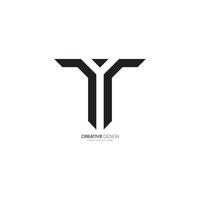 Modern letter T Y or Y T negative space minimal logo vector