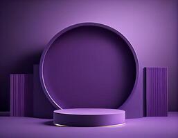 Abstract 3d podium for product presentation with geometric shapes, Empty round podium,Platforms for product presentation with shadows and light background. photo