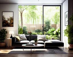 Design modern living room with sunlight.. photo