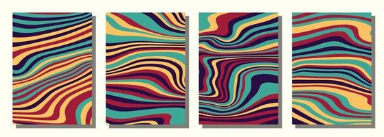 Abstract psychedelic groovy set background. vector