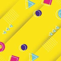 Colorful texture with memphis element on yellow background. vector