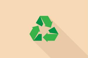 Recycle icon with green color flat design vector illustration