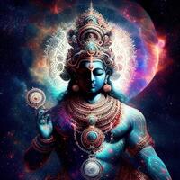 hindú Dios vishnu en universo generativo ai foto