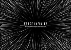 Space infinity. Abstract background motion in cosmos. Travel in spase with super speed. Blurred stars light in lines. Vector illustration