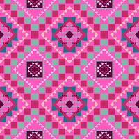 Geometric ethnic pattern with square triangle diagonal abstract ornament design for clothing fabric textiles printing, handcraft, embroidery, carpet, curtain, batik, wallpaper wrapping, vector drawing