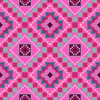 Geometric ethnic pattern with square triangle diagonal abstract ornament design for clothing fabric textiles printing, handcraft, embroidery, carpet, curtain, batik, wallpaper wrapping, vector drawing