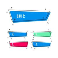 Design of quiz. Question and four answer option. Correct answer is green. Wrong answer is red. Vector illustration