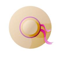 Women's summer hat with pink ribbon. Isolated on white background. Vector illustration.