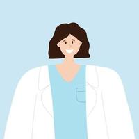 avatar de un doctor, paramédico, veterinario. un mujer en un blanco abrigo. vector ilustración. plano estilo.