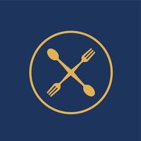 grapich icono diseño de cuchara y tenedor. circulo forma, adecuado para restaurante logo vector