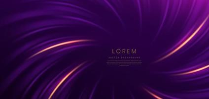 Abstract elegant purple curved lines on dark purple background and gold curved lines with copy space for text. Luxury design style. vector