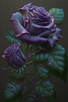 there is a bunch of roses which are light purple photo