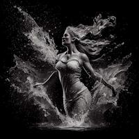 water splash like a venus woman black background illustration photo