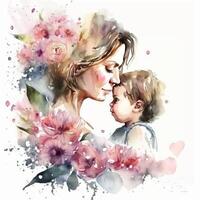 pintura de madres día con flores diseño ilustración imagen generativo ai foto