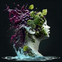 water splash like a venus woman torso brain of vegetables image photo