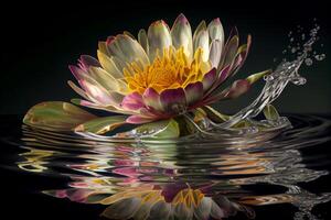 white beautiful flower fall on water image photo