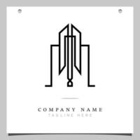 Line Art Logo, Logo icon with illustration of lines forming a building plane. vector